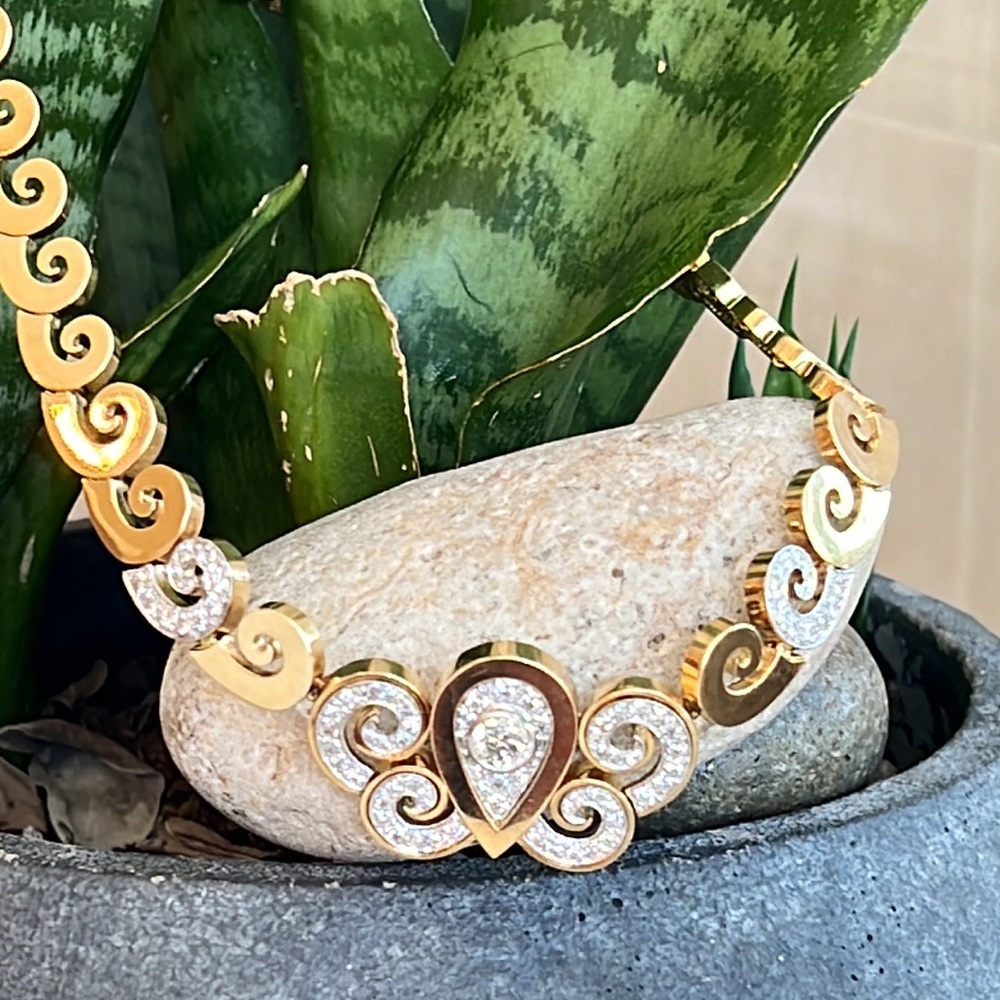 18 karat gold, and 4 1/2 carat diamond necklace - Picture 11 of 17